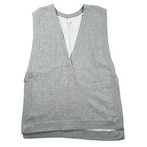 Pilcro Deep V-Neck Sleeveless Sweat Shirt Women's Large Gray Casual Tunic